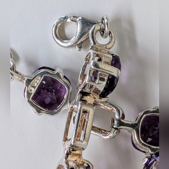 7.5" Sterling Silver Natural Amethyst 8.5mm Tennis Bracelet - Picture 9 of 9